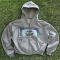 Profit Minded Vintage-Style Grey Zip Hoodie