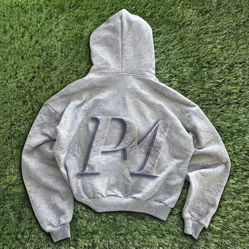 Profit Minded Vintage-Style Grey Zip Hoodie