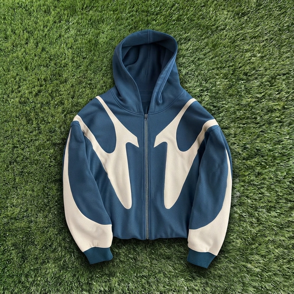 Y2K Cyber Curve Two-Tone Zip Sweatshirt