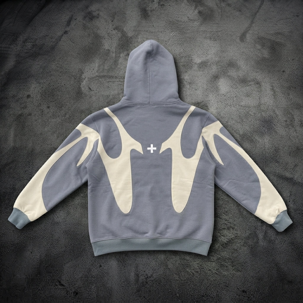 Y2K TWO-TONE ZIP-UP HOODIE