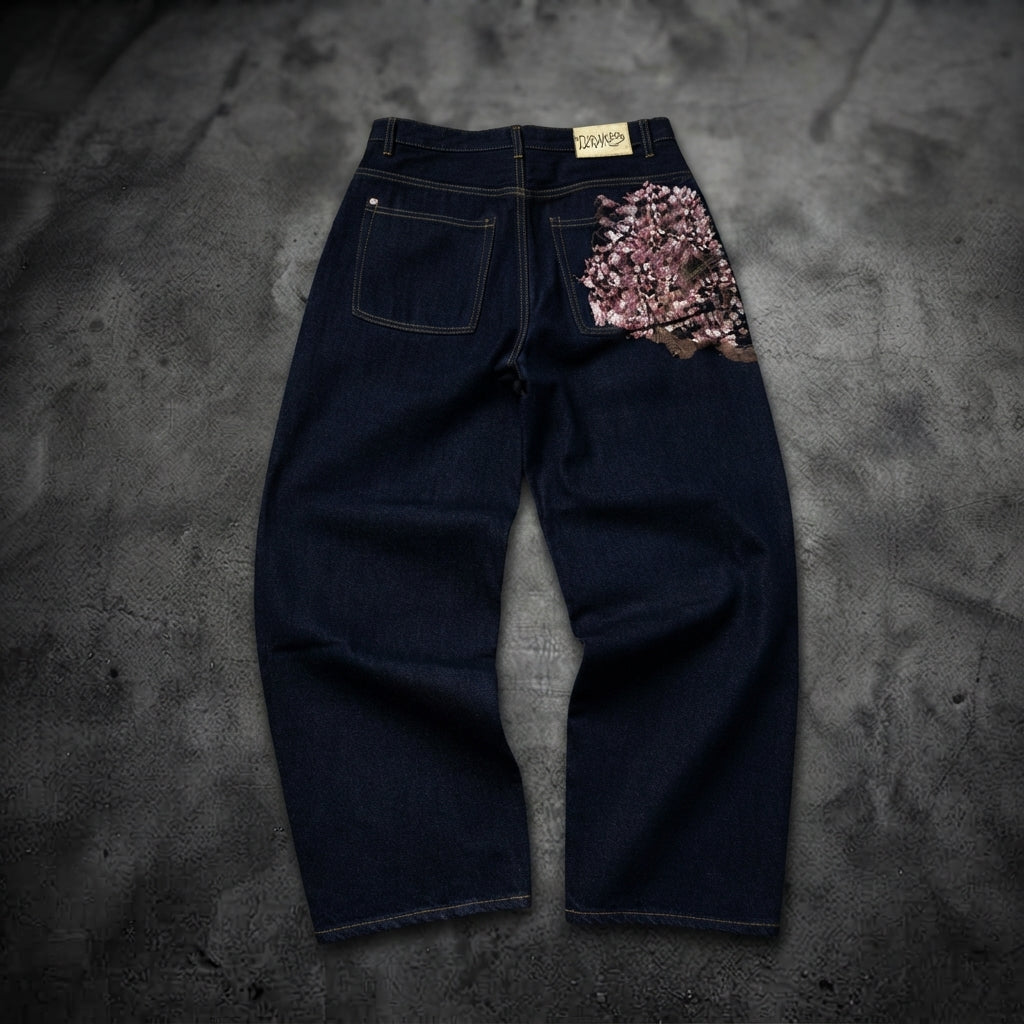 FLORAL EMBROIDERY DENIM