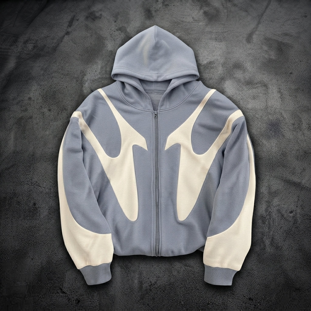 Y2K TWO-TONE ZIP-UP HOODIE