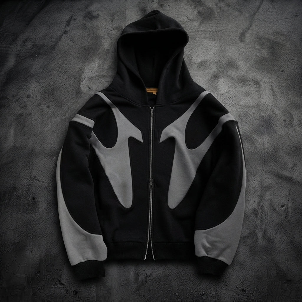 Y2K TWO-TONE ZIP-UP HOODIE