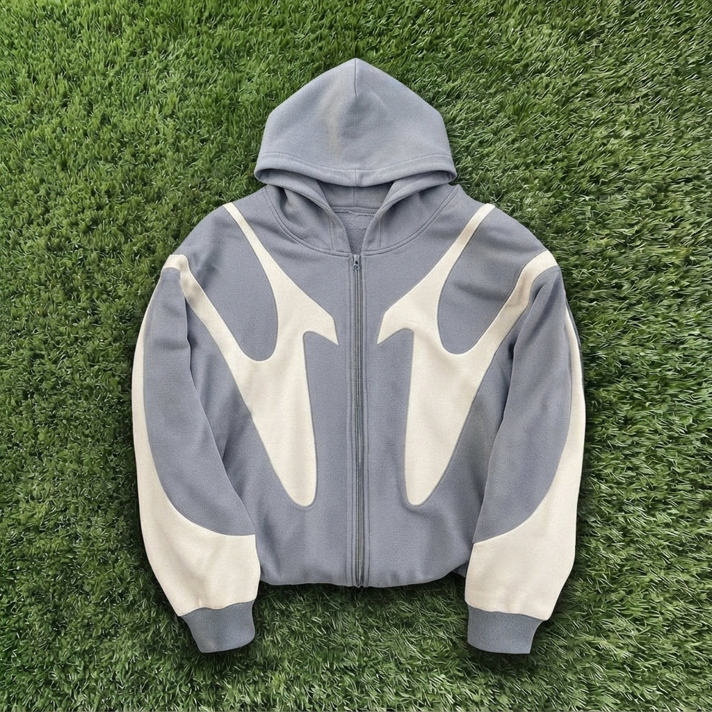 Y2K Cyber Curve Two-Tone Zip Sweatshirt